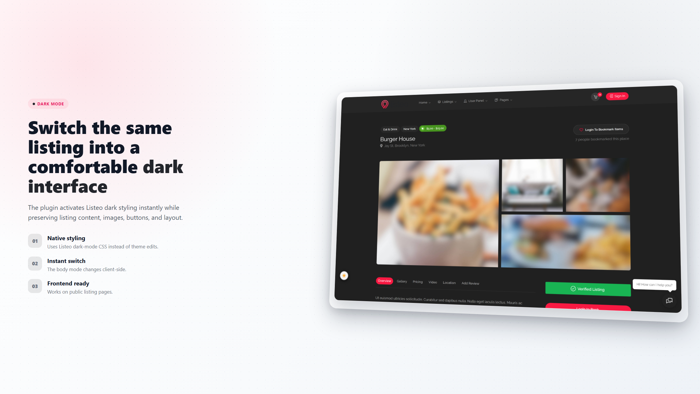 Dark Mode for Listeo