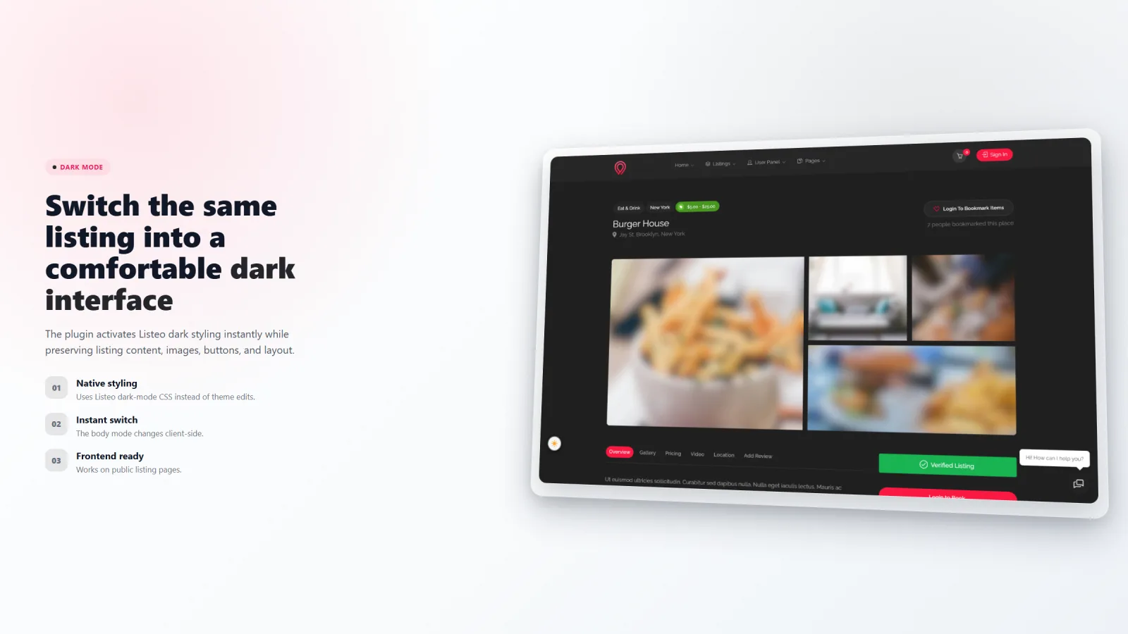 Dark Mode for Listeo